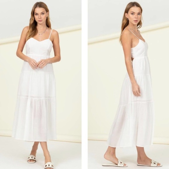 Smocked Sweetheart Tie Back Midi Dress - Picture 3 of 4